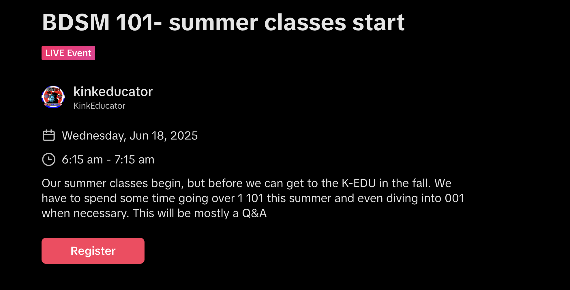 Mister AndersiN is Hosting BDSM 101 for Kink curious & beyond